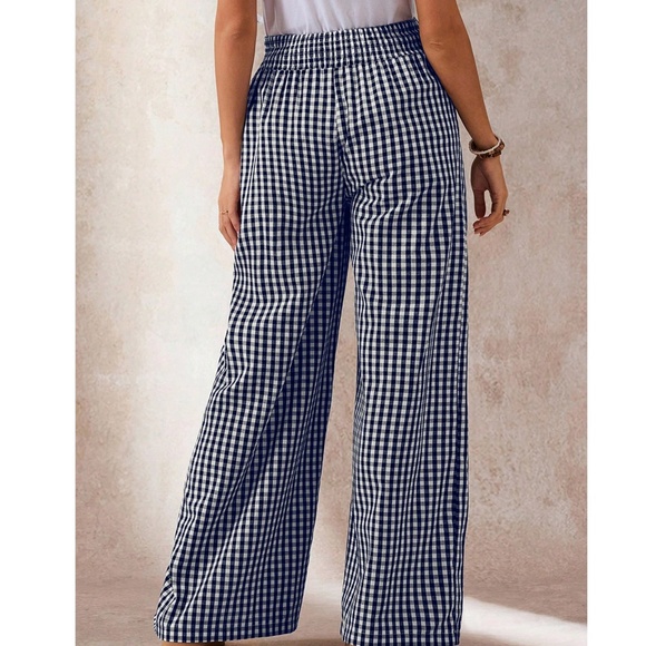 Maternity Plaid Print High Waisted Wide leg Lounge Pants - Picture 5 of 6